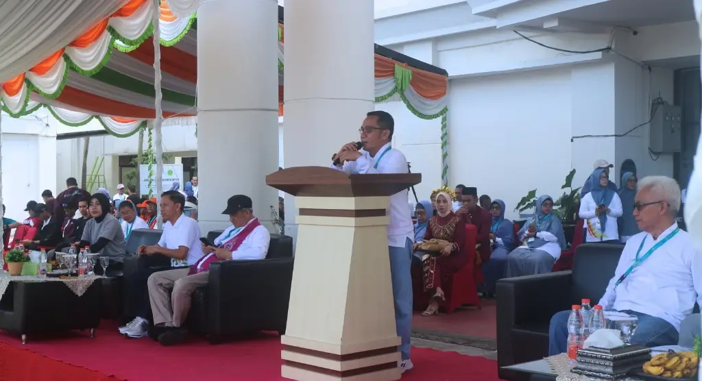 Sambutan Direktur Poltekkes Kemenkes Gorontalo Masrif, SKM, M.Kes Pada Pembukaan Pornimakes Sumapua Ke V, Sabtu (26 Juli 2025)