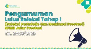 Kelulusan Tahap 1 (Seleksi Portofolio dan Nominasi Prestasi) Seleksi Penerimaan Mahasiswa Baru (SPMB) Jalur Prestasi Politeknik Kesehatan Gorontalo TA. 2026/2027